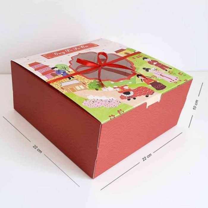 

PL Dus Bolu Chiffon Parcel Imlek Sincia Cake Box CNY Ukuran 22x22x10 cm