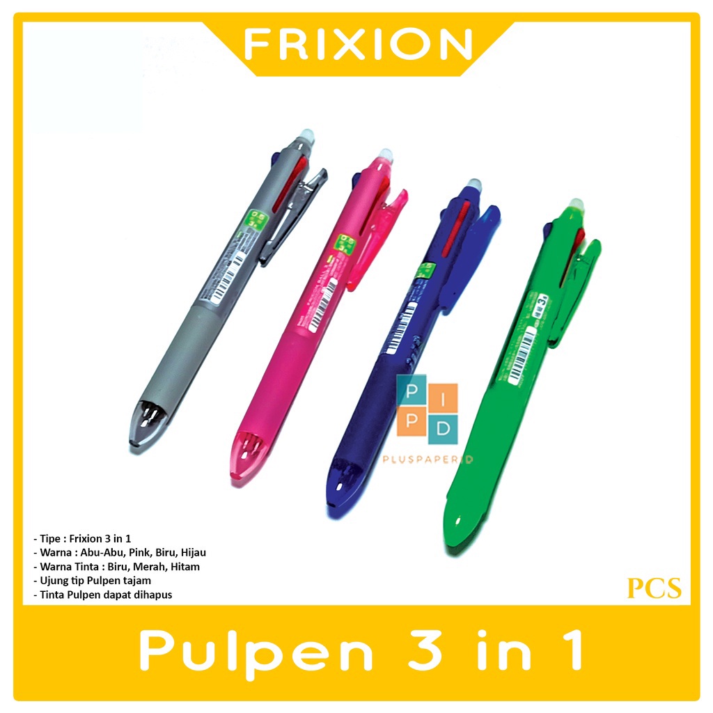 

FRIXION - Pulpen Gel 3 in 1 0.5mm Clicker Berwarna - Pcs