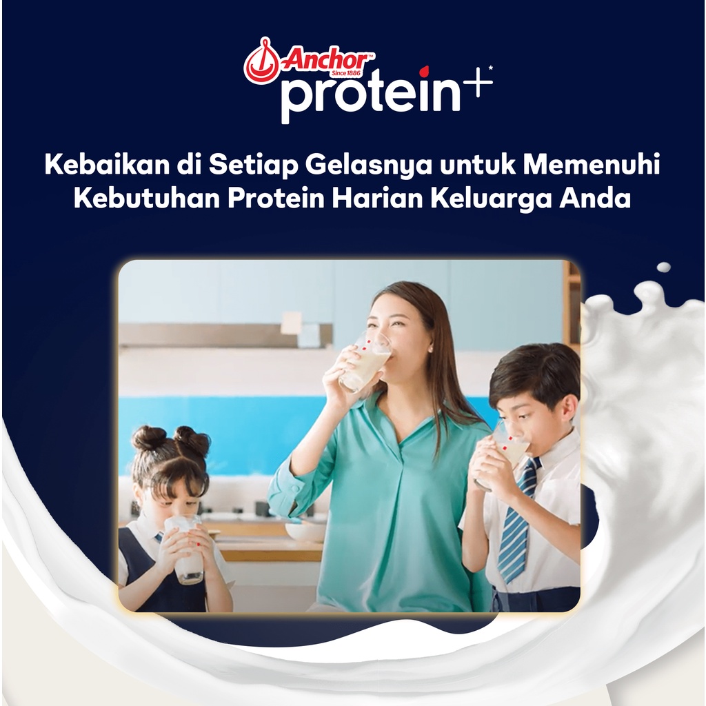 Anchor Milk Protein+ Susu Keluarga Original 175g x 2 - Susu Bubuk Tinggi Protein | Sarapan Breakfast