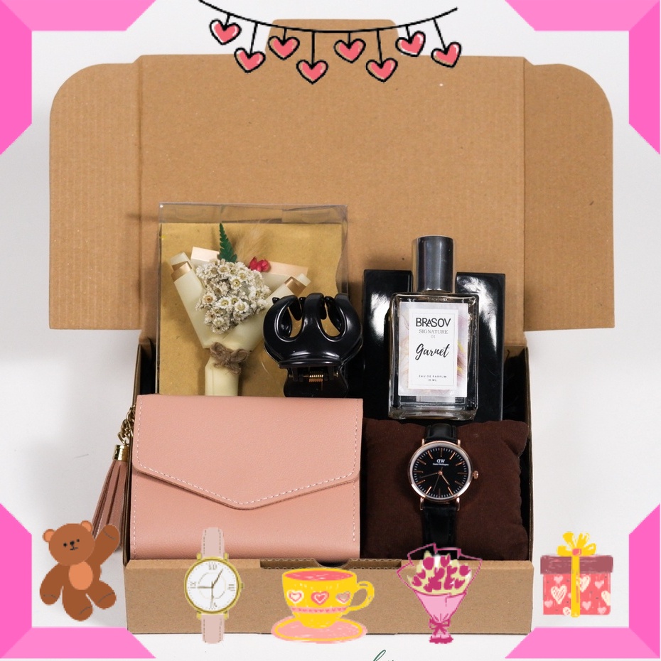 

KADO HAMPERS BAYI ANAK MUDA REMAJA PACAR KEKASIH BIKIN ROMANTIS ANNIVERSERY/ Hampers Kado Hadiah Wanita Jam Dompet Parfum Premium Cewek / ULTAH LAHIRAN WISUDA JADIAN