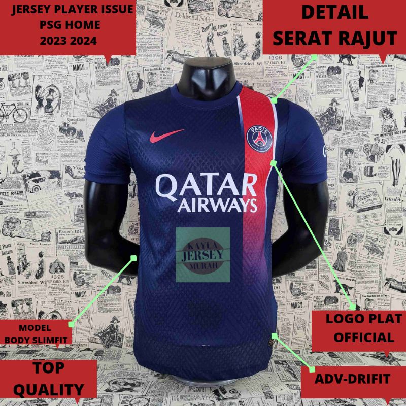 JERSEY BOLA PLAYER ISSUE PSG HOME 2023 2024 ADV DRY-FIT TOP QUALITY