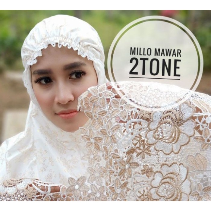 MUKENA RENDA KAIN KATUN SEMI SUTERA BORDIR - BUNGA MAWAR