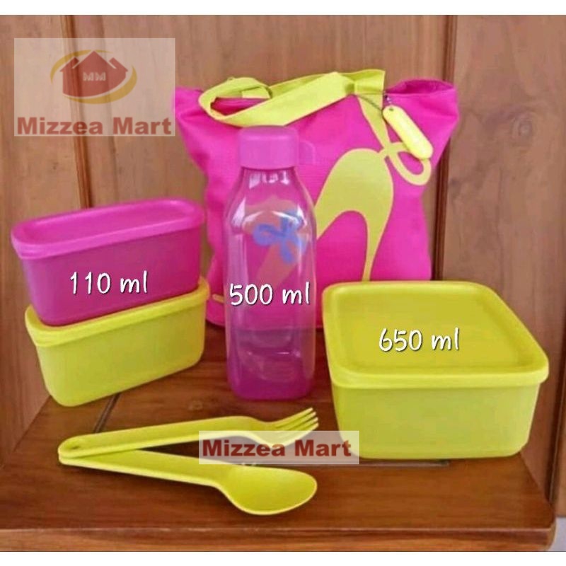 Revella pink fiesta Tupperware bekal set pink lunch set