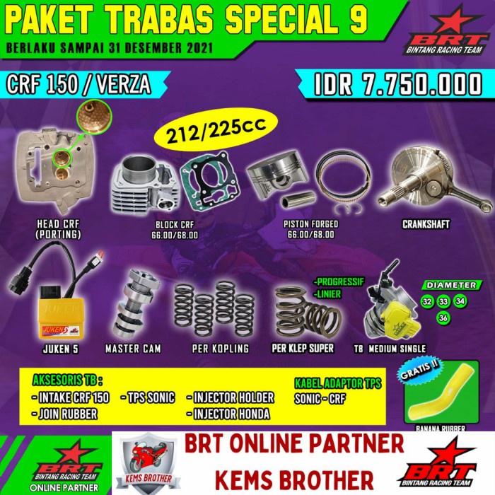 PAKET BRT CRF TRABAS SPESIAL 11 BORERUP 202CC-238CC - 200 CC