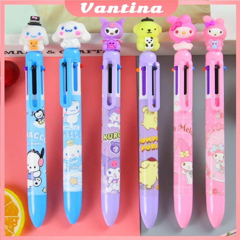 

Pulpen 6 Warna warni Pena Karakter Mekanik kepala Sanrio Natal Pena Ballpoint