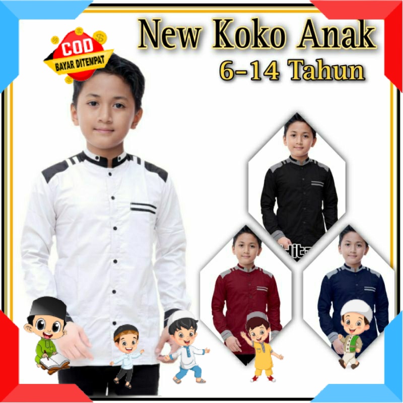 SAYANG ANAK BAJU MUSLIM ANAK PRIA LAKI" LANANG PUTRA MOTIF POLOS WARNA / Koko Anak Putih Lengan Panj