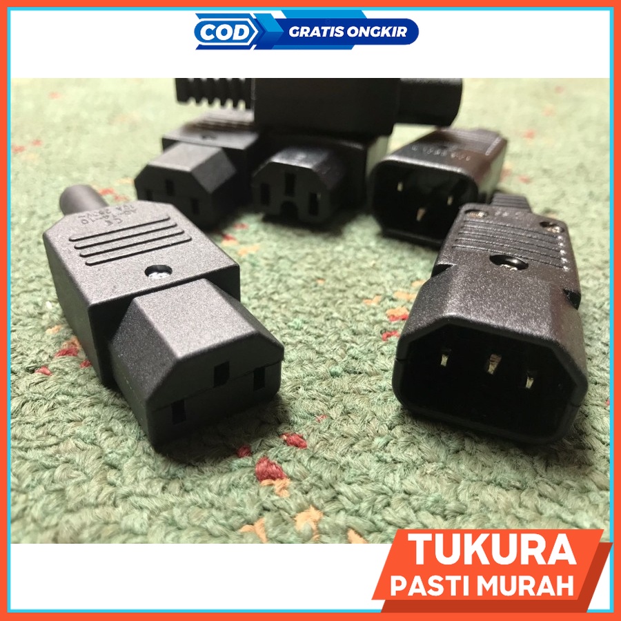 Socket AC 3 pin colokan Kabel power 220V 10A - SOCKET Male Socket FEMALE