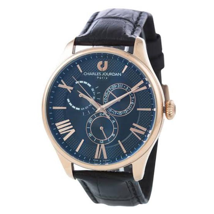 Charles Jourdan CJ1047-1583M Man Blue Dial Black Leather Strap