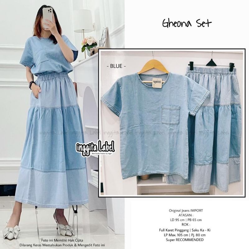 BAJU SETELAN WANITA GHEONA SET (SETELAN JEANS IMPORT WANITA)