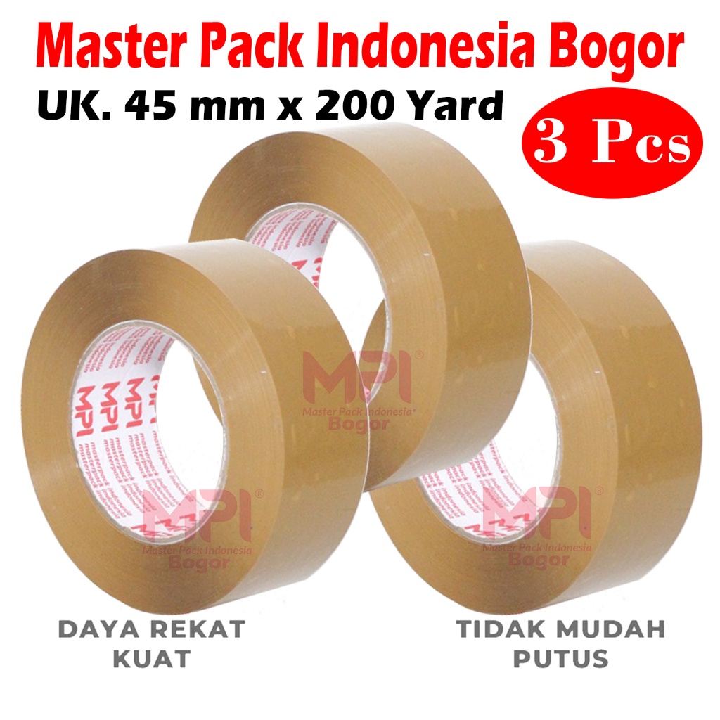 

3 PCS - Lakban Coklat 45 mm x 200 yard / Lakban Packing Paket - Master Pack Indonesia