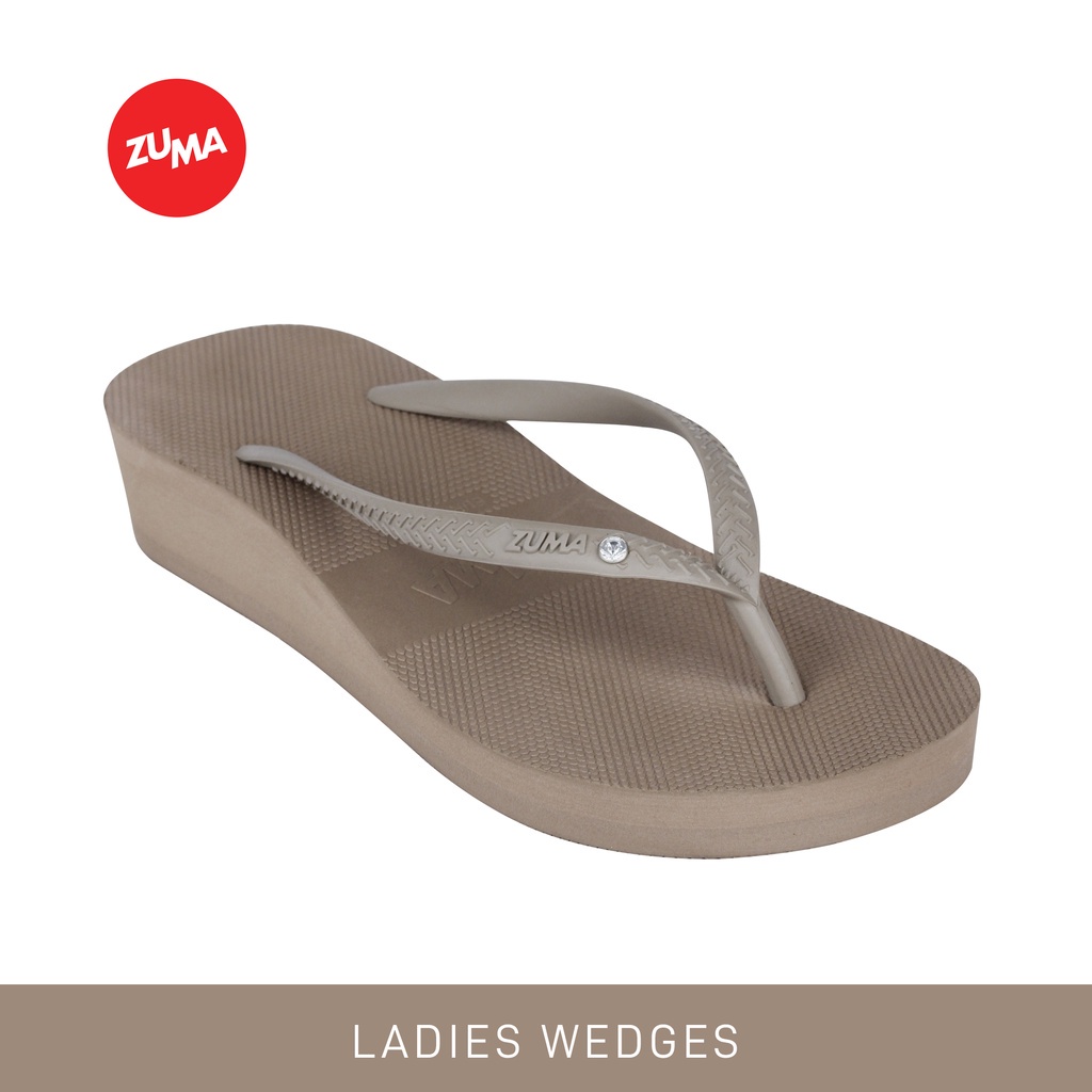 Zuma Women Tiffany 4 Gingersnap, Sandal Jepit Wanita Wedges Karet Polos, Kuning Kunyit