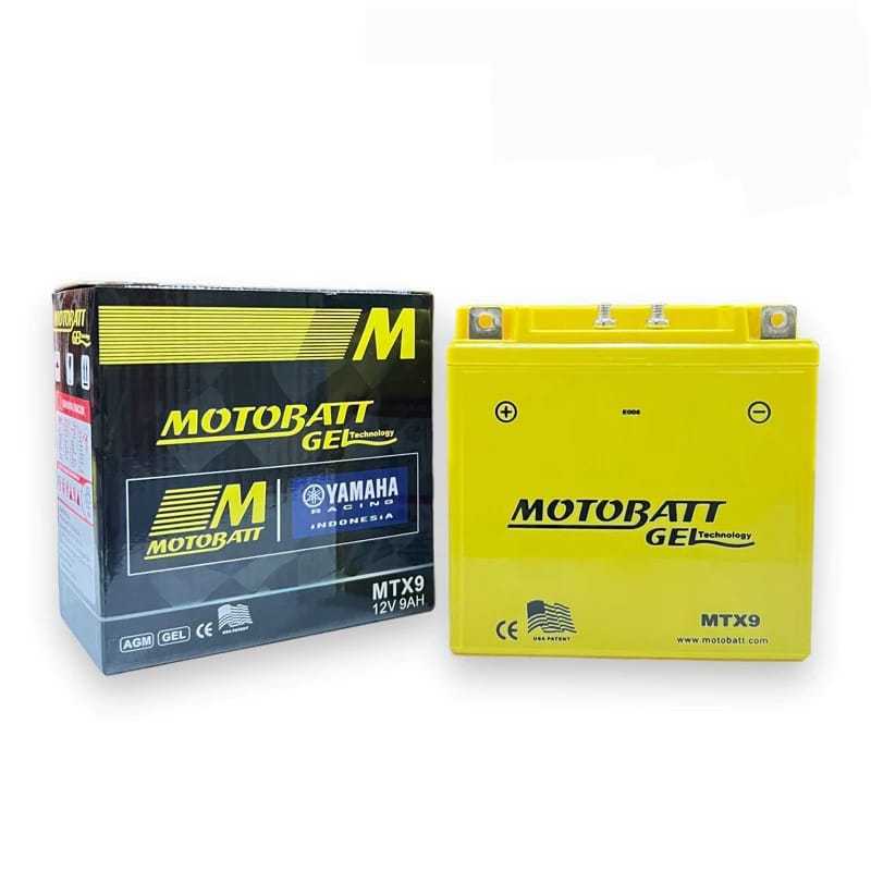 AKI Kering Motobatt Gel MTX9 TVS Apache 150 / SUZUKI Thunder 125 / 250 / BAJAJ PULSAR 180/200 - 9Ah 