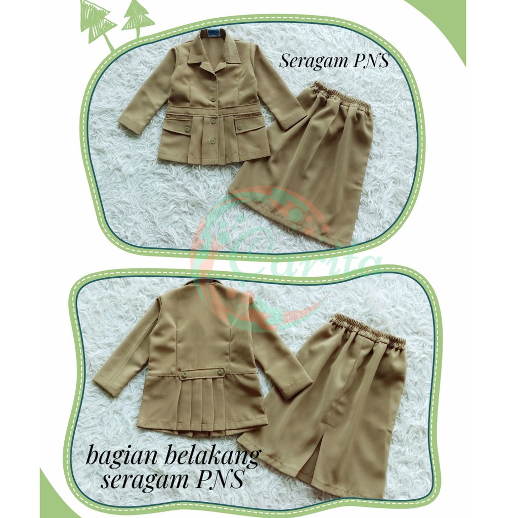 Baju PNS anak Baju seragam PNS Anak dan Dewasa Kostum PNS Baju Agustusan Baju Karnaval