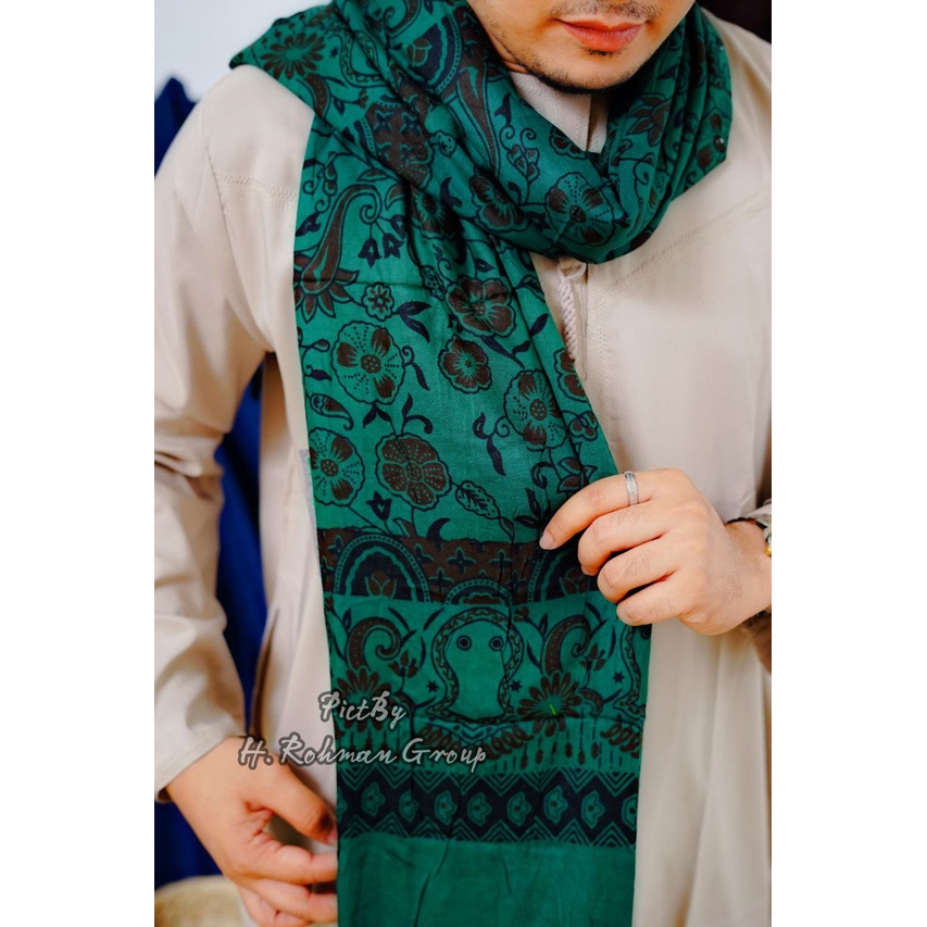 Sorban Kasmir Motif Batik Terompah Rida Habib Umar bin Hafidz Full Printing Halusan Surban Hadramaut