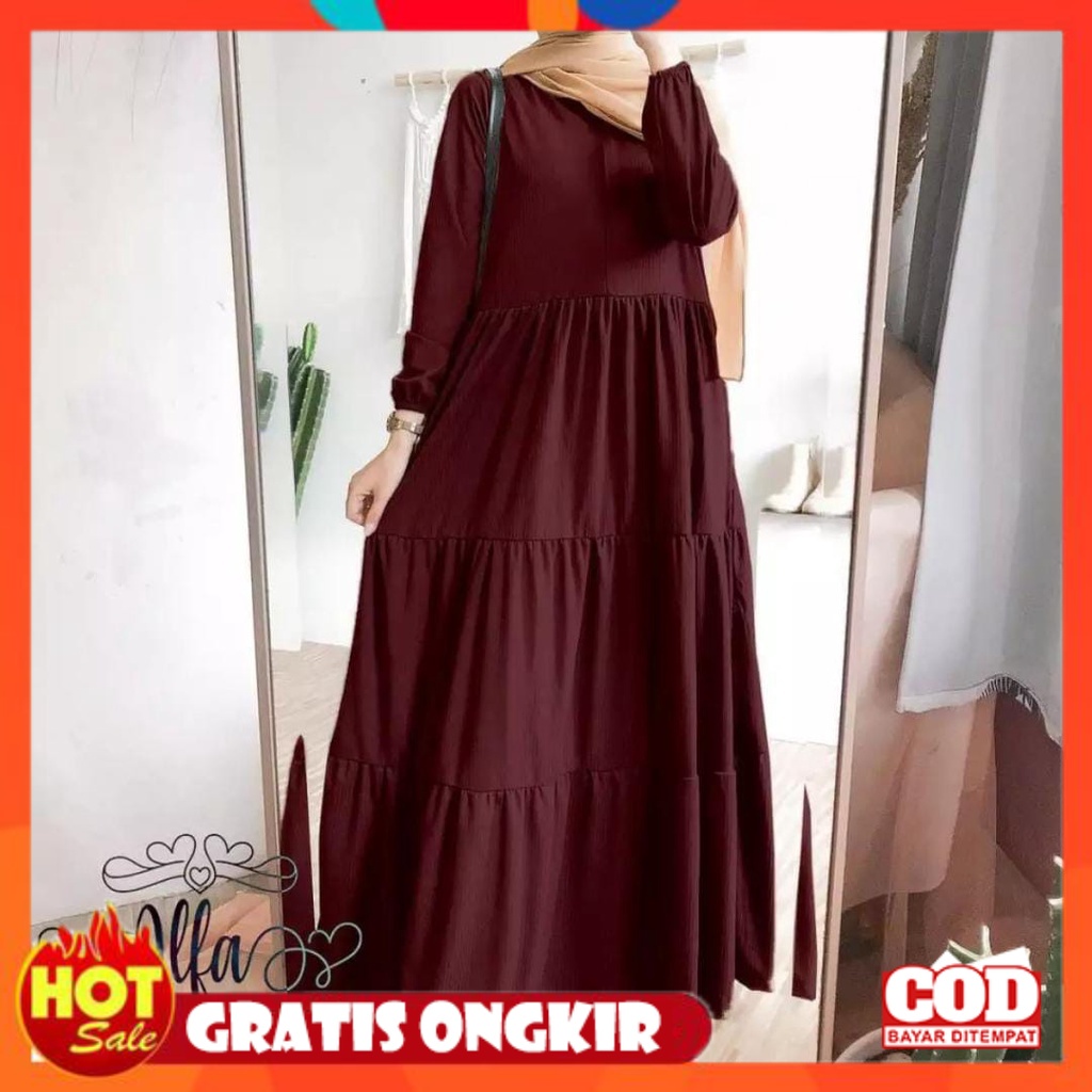 KAIN ADEM HALUS TEBAL / Gamis Rempel Susun Bahan Crinkle Airflow / Busana Muslimah Terbaru / Gamis W