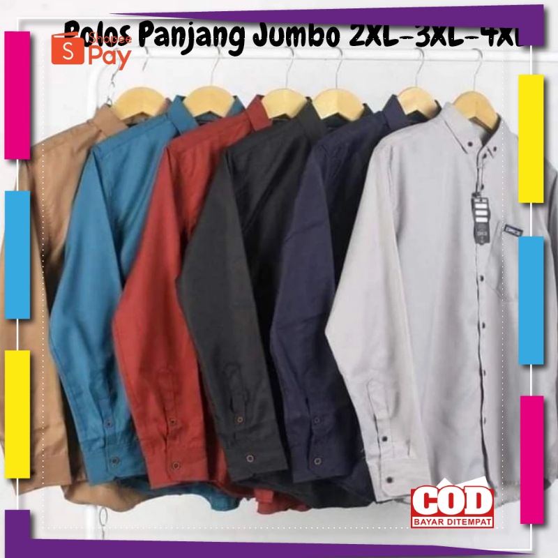 PREMIUM KOREAN STYLE / Kemeja Pria Jumbo 2XL-3XL-4XL Kemeja Polos Jumbo Kemeja Lengan Panjang Jumbo 
