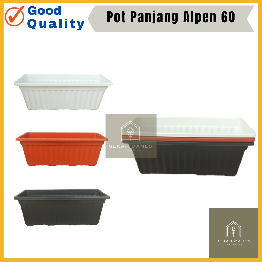 NEW Pot Panjang Alpen 60 Putih Hitam Coklat Merah Bata Pot Bunga Segi Panjang 60cm 70cm  Pot Panjang