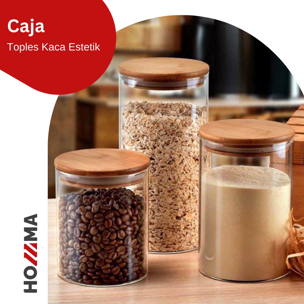 Toples Kue Kering Kaca Tutup Kayu Kedap Udara Toples Kaca Estetik