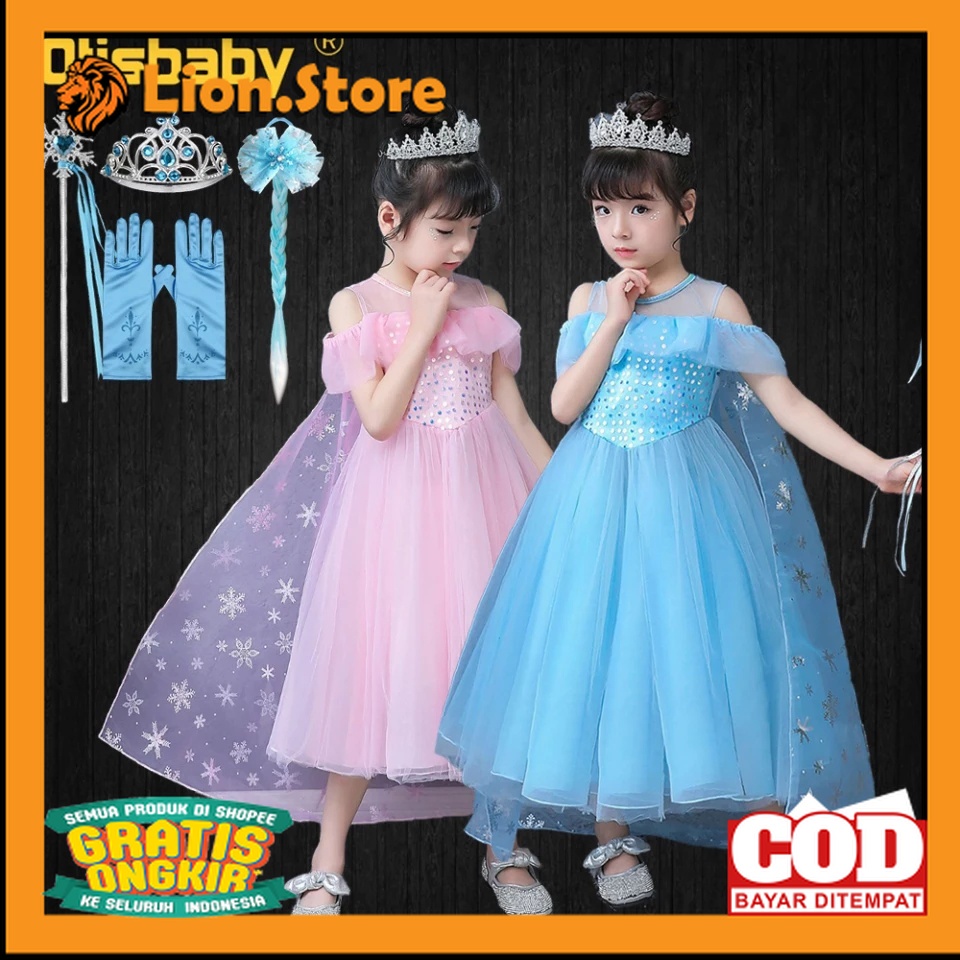 GRATIS AKSESORIS | baju anak princess perempuan | gaun anak perempuan | baju frozen anak perempuan |