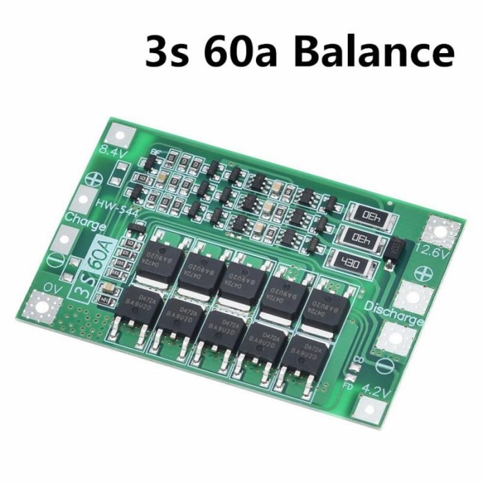 BMS 3S 60A 18650 With Balance Protection Board Charger Lithium Battery