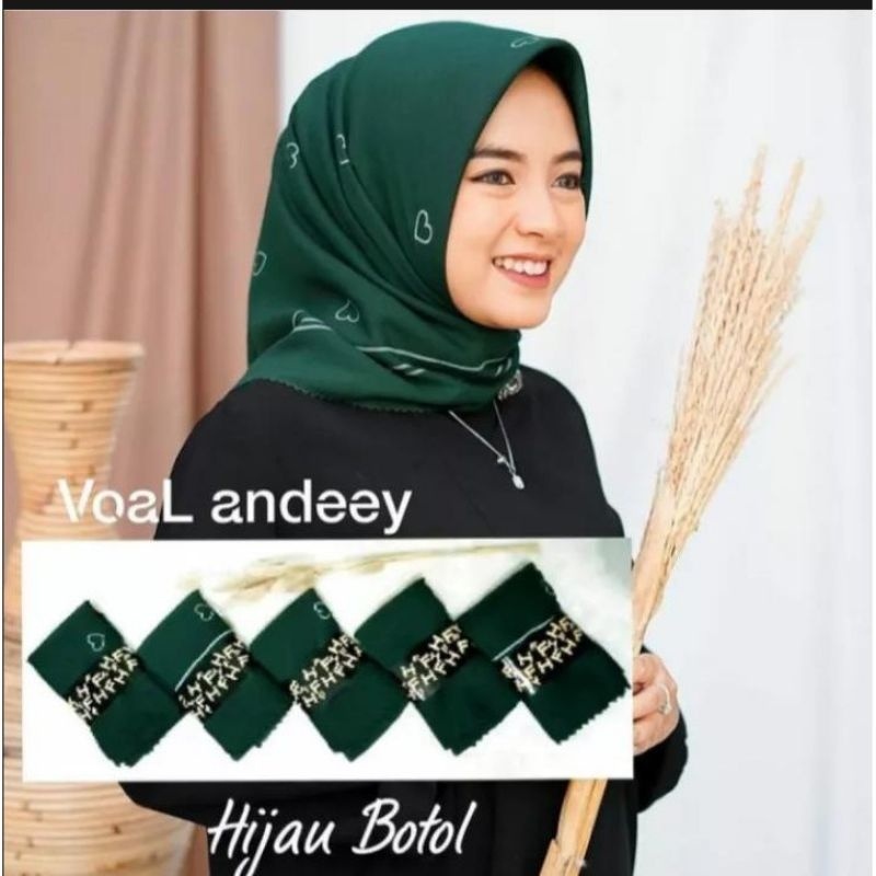 Hijab Segiempat Voal Andeey Motif Love