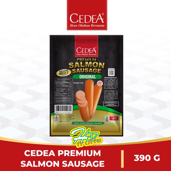 

Sosis Salmon Premium Cedea 390gr Fish Sausage Omega 3 Isi 6 pcs