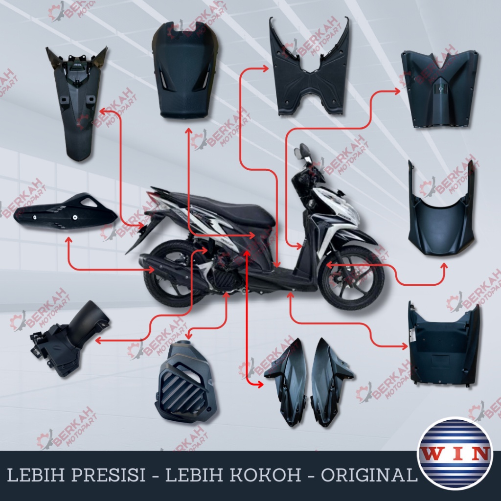 Cover Dek Dasbor Bodi Body Kasar Full Fullset Honda Vario Techno 125 Fi Injeksi Old 2012 2013 2014 2
