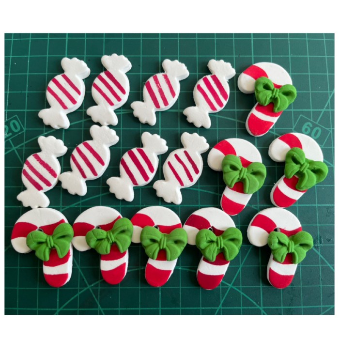 

[Big Sale] Gumpaste Hiasan Natal no(01) Tongkat pita Candy christmast icing