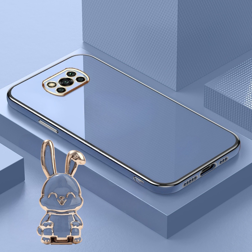 Soft Case Poco X3 X3 NFC X3 Pro Plating Casing Cover Square Frame Free Cute Bunny
