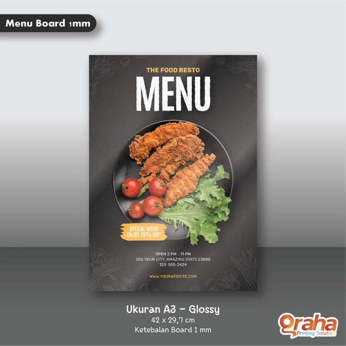 

Cetak Daftar Menu Board / Papan Menu / Menu Resto A3 Paket Hemat