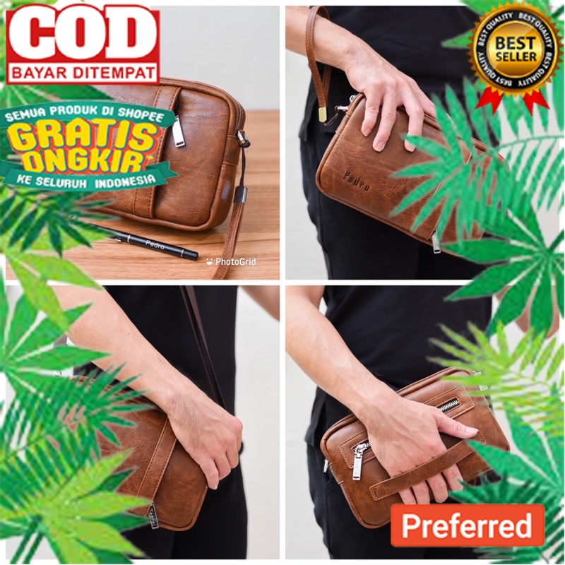 Best Seller Handbag Clutch pria Pedro 312 Free pena | Sling bag pria// HAND BAG / TAS TANGAN MURAH /