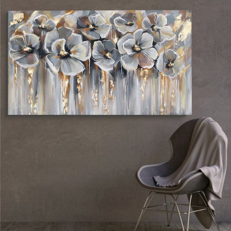 lukisan bunga abstrak,lukisan abstrak gold