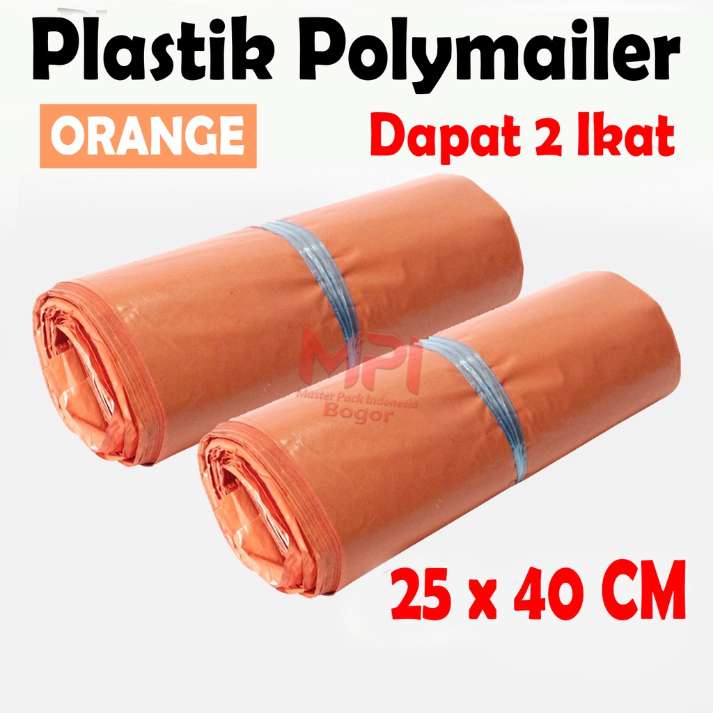 

2 IKAT - Plastik Polymailer Orange 25 x 40 cm / Plastik Polimer / Plastik packaging Kantong Amplop - Master Pack Indonesia