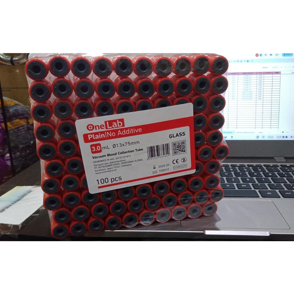 Tabung Darah ONELAB MERAH Plain 3ml Blood Collection Tube Tabung Plain Vacutainer