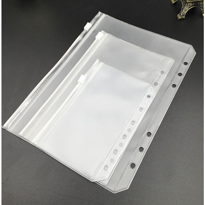 

A6 A5 Binder Pocket Kantong / Ziplock bag / Pouch / Zipper PVC Diary Notebook 6 Ring-YuanYuanMall