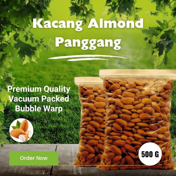 

kacang almond panggang / almond roasted / siap makan /500 Gram
