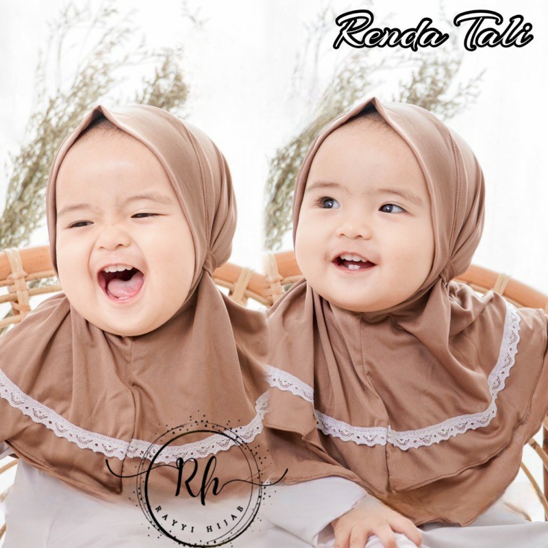 Bergo Bayi Hijab Bayi  Renda Tali Bahan Jersey Usia 2 Bulan-3 Tahun / Jilbab Bayi Lucu Murah