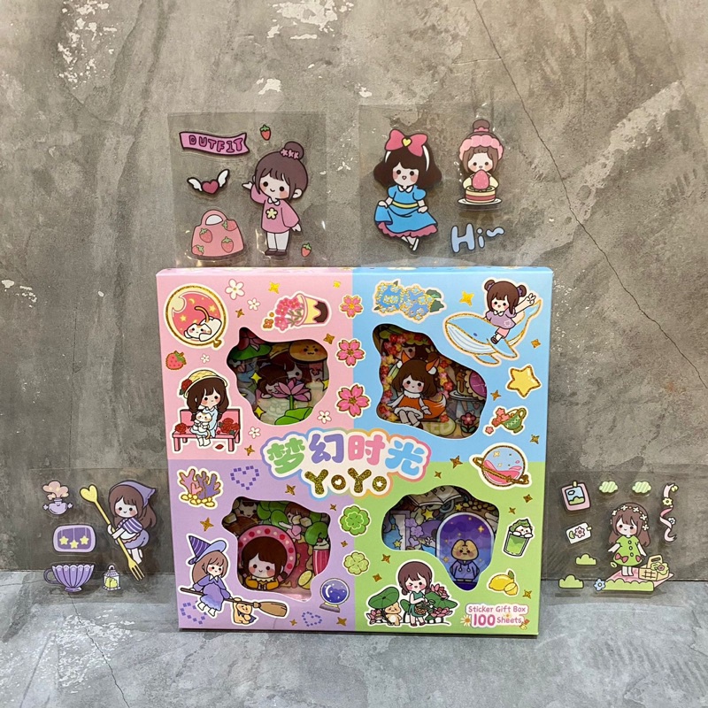 

Sticker YOYO RAINBOW Campur Karakter MIX Cewek Lucu Aesthetic isi 100 Lembar Stiker Waterproof Anti Air