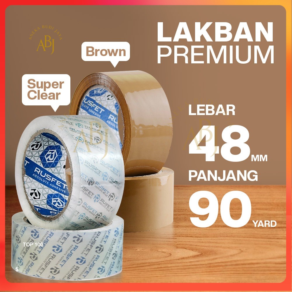 

RUSFET Lakban 2 inch - TERMURAH SUPER LENGKET DIJAMIN (LEBAR 48mm - PJG 90 Yard / 82 m )
