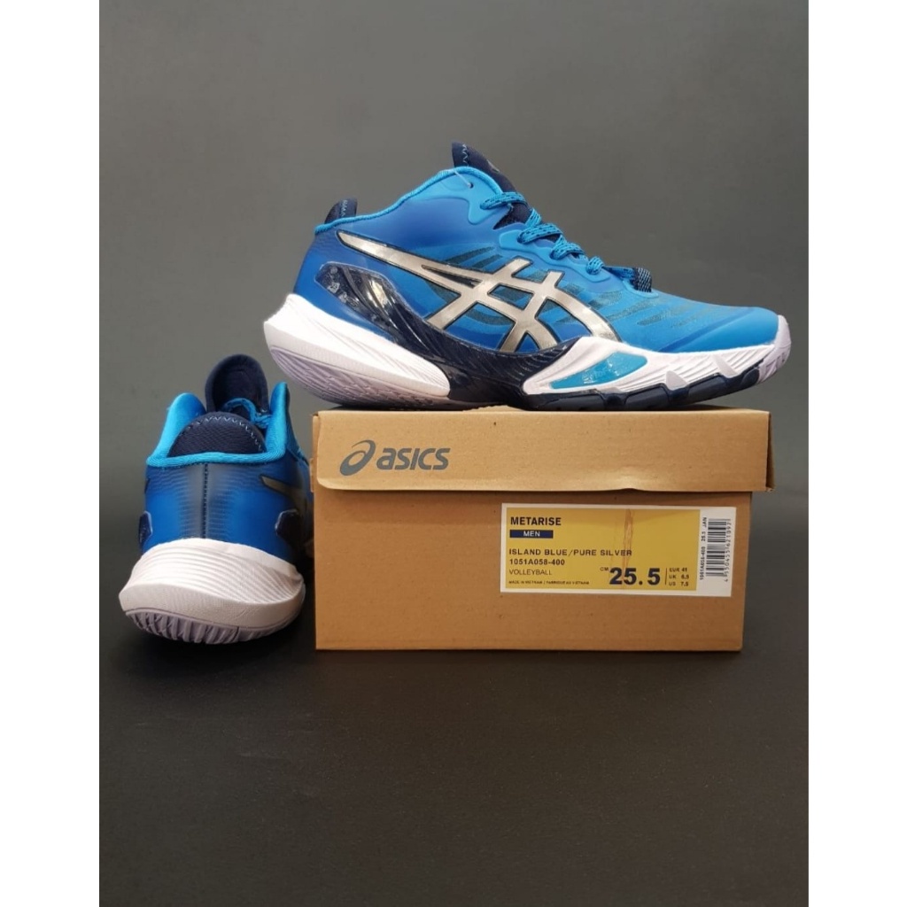 Promo Akhir Tahun (Bisa COD) SEPATU ASICS METARISE BLUE ISLAND (PREMIUM CLASS)/SEPATU VOLLEY,TENIS,R
