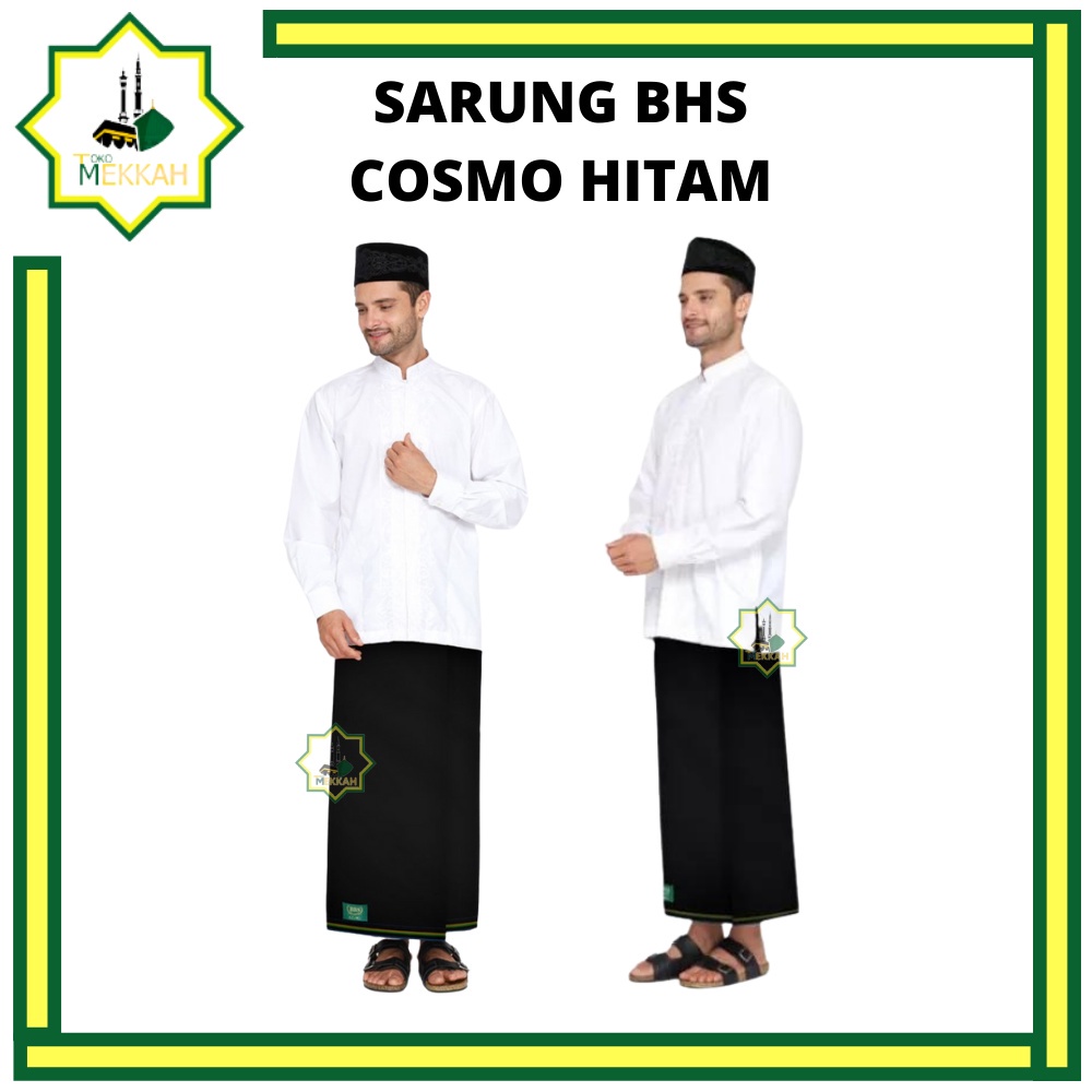 [BISA COD] Sarung BHS Gold Cosmo Hitam Polos | Sarung BHS Hitam Tumpal | BHS Cosmo Original | Sarung