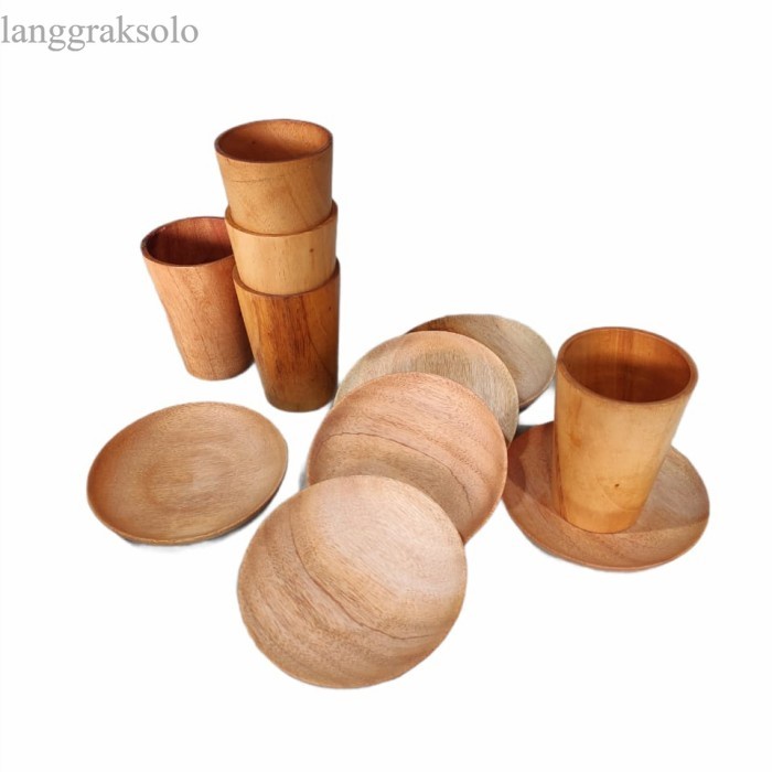 

terlaris Gelas Kayu Besar / Cangkir Kayu P10+ Lepek Kayu D14 - Lepek d14cm