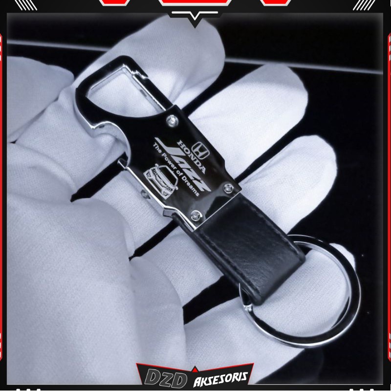 Gantungan kunci kulit remote keyless mobil honda jazz logo