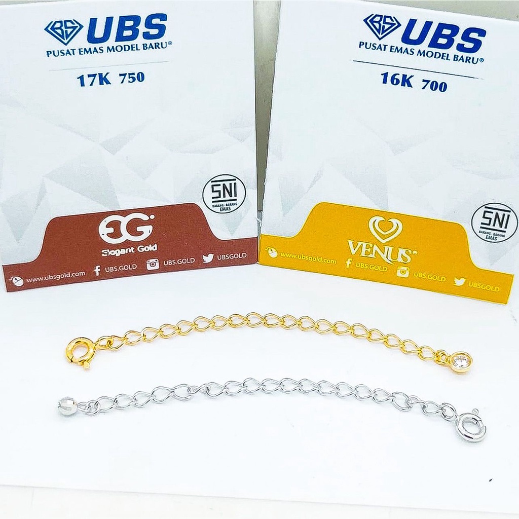 Extention rantai anak dan dewasa emas asli kadar 700 750 70 75 16k 17k penyambung kalung sambungan g