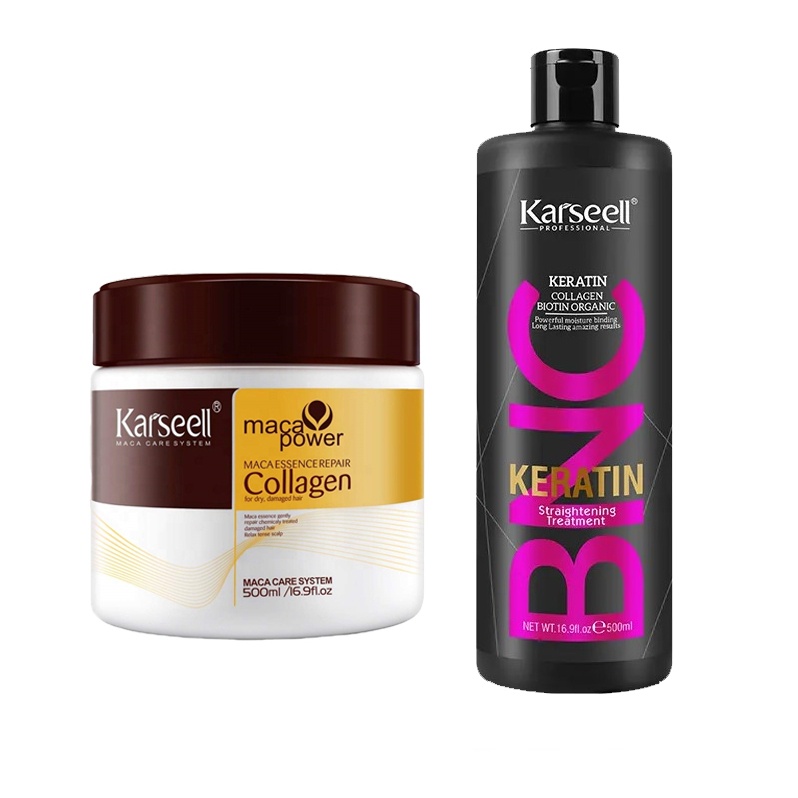 [Hair Care 2 In 1] Karseell Keratin Shampoo + Hair Mask Collagen Smoothing Treatment /  Karsell Maca