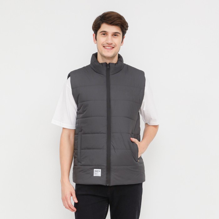 ✨BISA COD✨ -Flow Alister Rompi Motor Puffer Vest - Black, L Rompi Unik Vest Kekinian  Rompi Import  