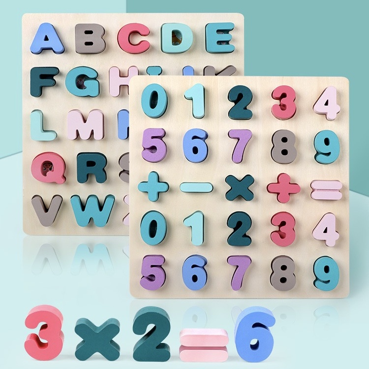 WOODEN PASTEL CHUNKY PUZZLE | puzzle kayu papan angka alphabet huruf