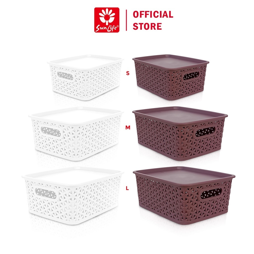 Narita Keranjang Plastik S-M-L Dengan Tutup Multipurpose Basket Serbaguna