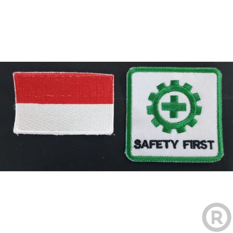 Bordir Tempel Bordir bendera dan logo K Safety First Bordir Nama Custom Nama Dada