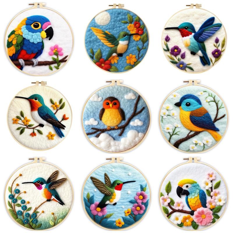 

RUOPOTY 1 Pack Parrot Pattern Wool Felting Painting Kit Kit Beautiful Flower Funny Diy Felt Crafts Package Felt Needle For Gift